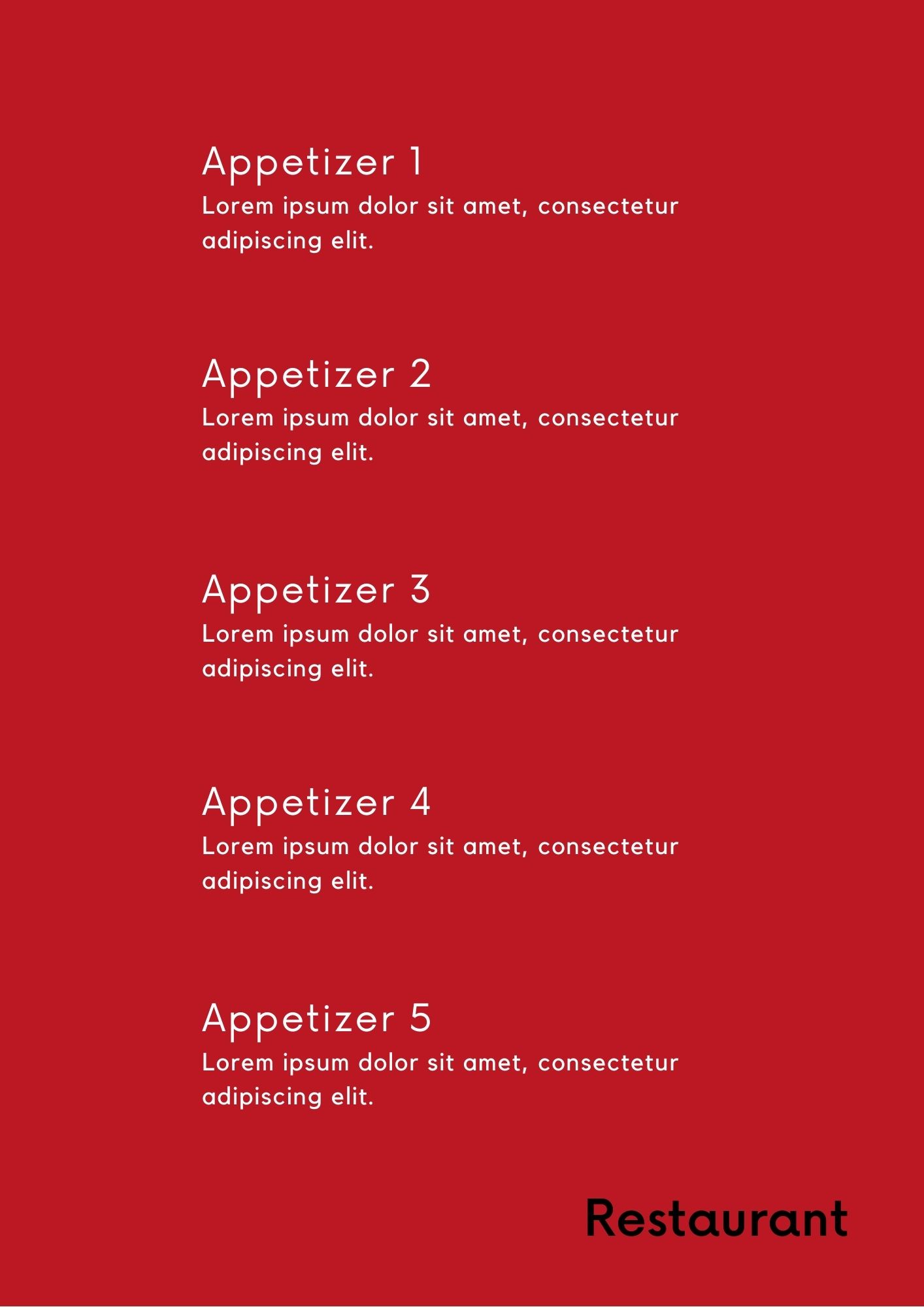 appetizer menu